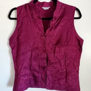 Burgundy Thai Silk by Apple sleeveless vest-shirt